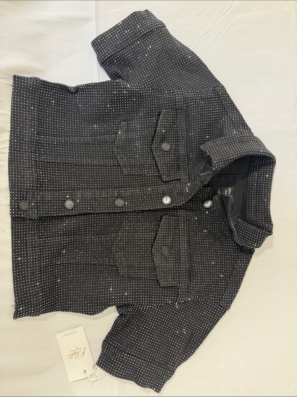 Nina Rossi is embellishment Black Jean Jacket - Women's Short sleeve